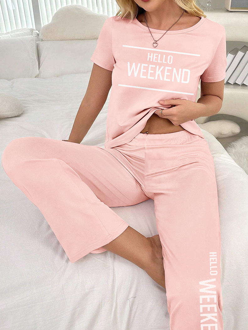 Pyjamaset för dam tvådelad casual höstkläder för hemmet_voghion.com