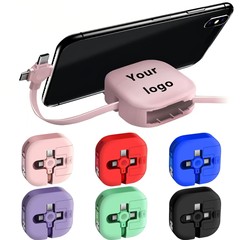 ギフトロゴカスタム伸縮収納三合一データ線携帯電話スタンド