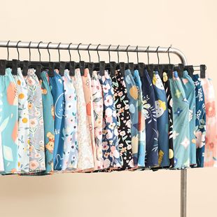 Women's cotton silk shorts summer new Japanese floral pajama pants thin artificial cotton plus size outer wear casual pants