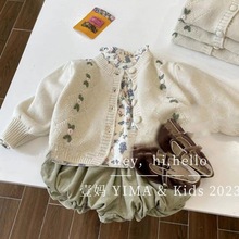 韩版童装女童刺绣毛衣开衫外套2024秋装新款洋气时髦宝宝针织上衣