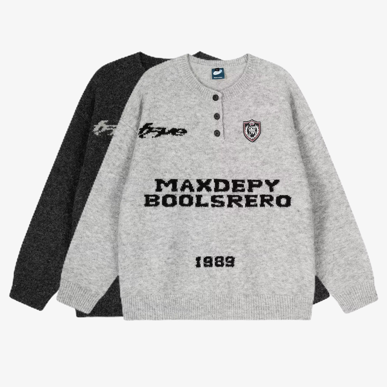 Explosiones transfronterizas de tamaño europeo de gran tamaño henry cuello jersey suéter letras de moda masculinas otoño invierno fábrica de viento lento al por mayor