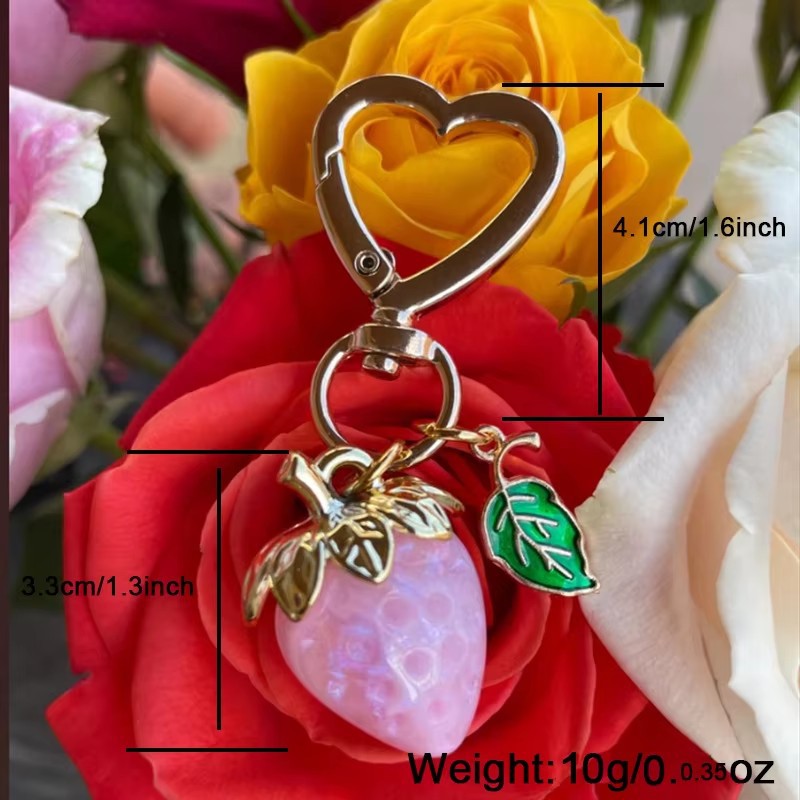 13g Weight 1 Piece Bag Peach Cherry Keychain Alloy Resin Women's Couple Cute Sweet Keychain