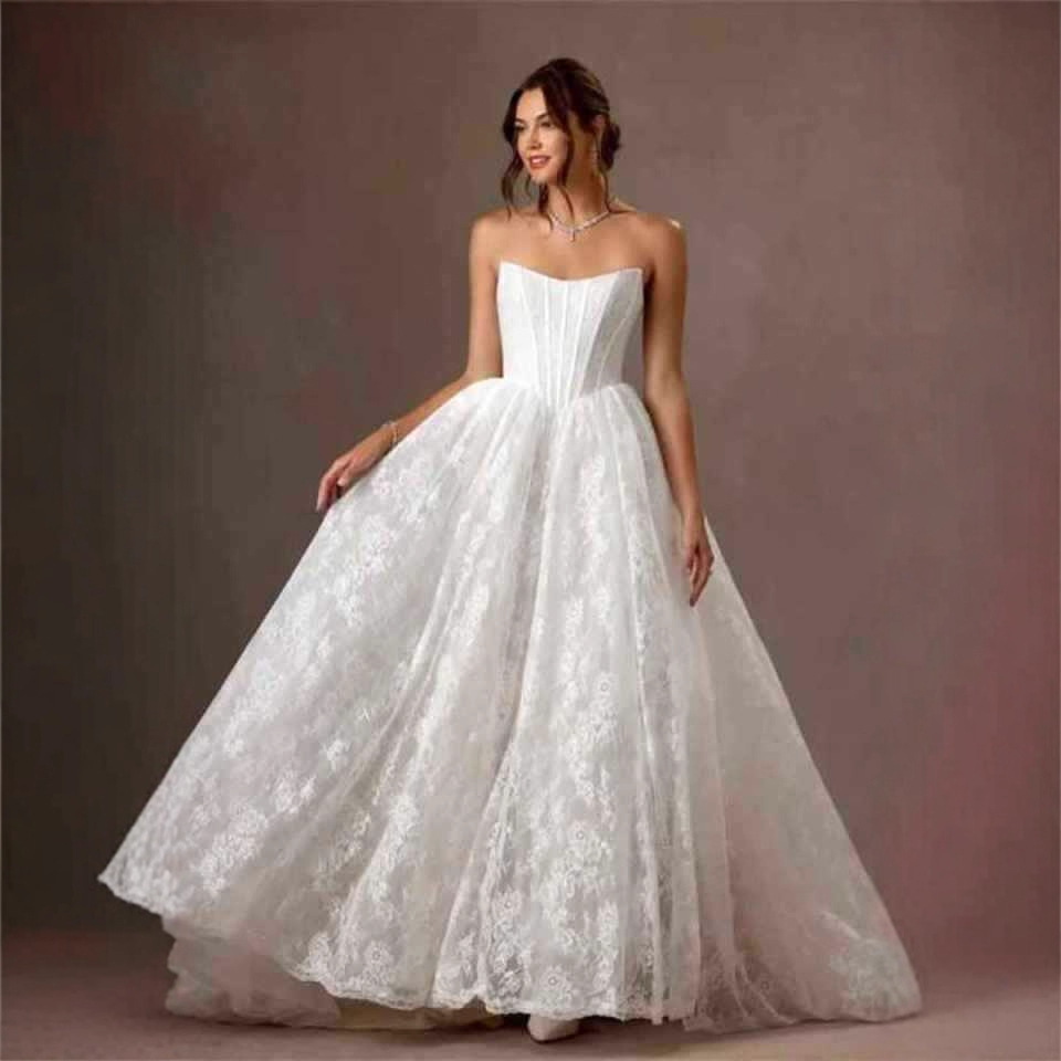 Cross-Border Bridal Main Wedding Dress, High-End Elegant Photo Shoot Dress, Fashionable Strapless Wedding and Engagement Travel Photography Dress