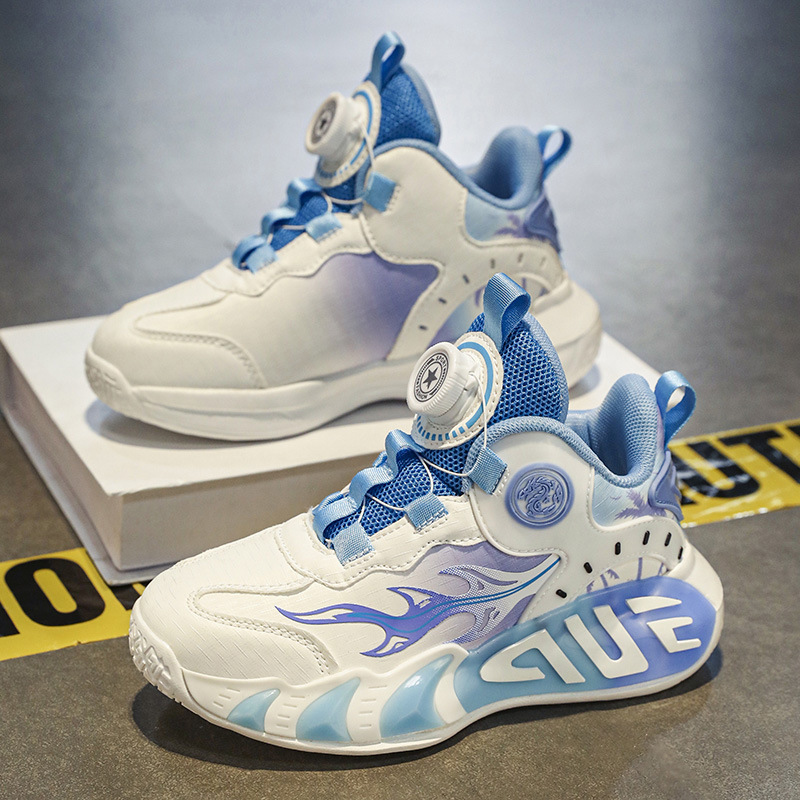 Primavera y verano calzado deportivo para niños niñas niño botón zapatos para correr malla transpirable zapatos casuales para niños grandes zapatos de baloncesto