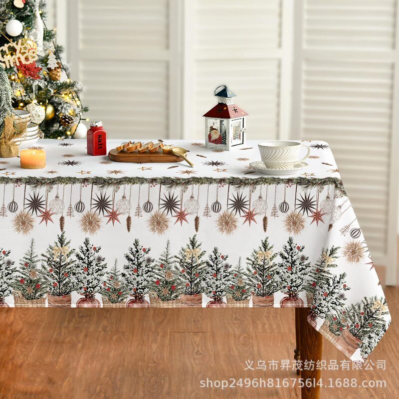 新しいクロスボーダードロップシッピングJITピーチスキンスクエアテーブルクロスクリスマス雪だるまクリスマスツリープリント装飾テーブル|undefined