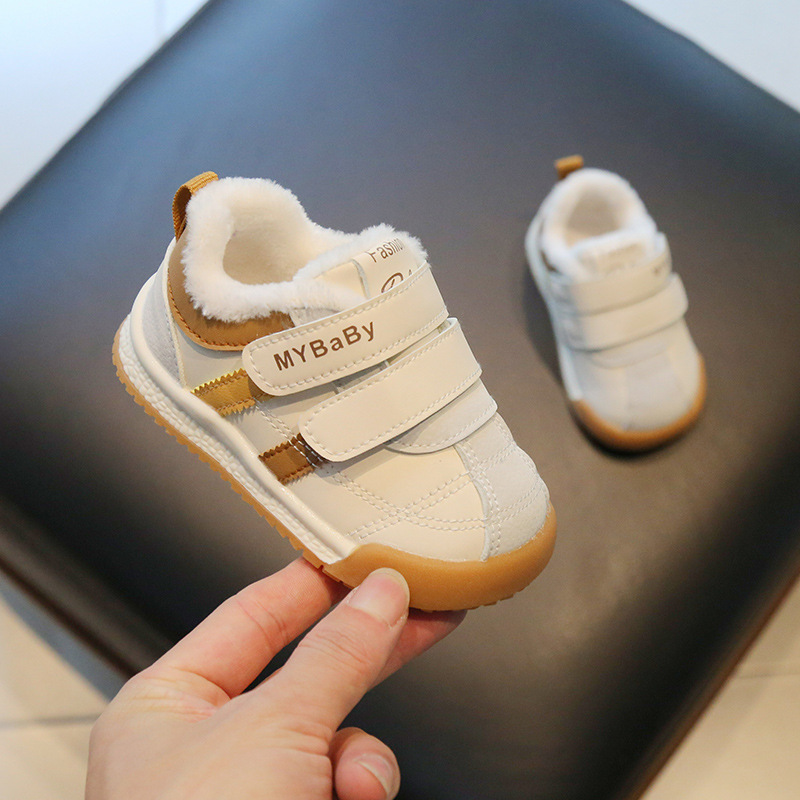 Zapatos de tablero de zapatillas de Velcro doble para niños con forro polar antideslizante inferior suave bebé dos zapatos de algodón para niños y niñas zapatos cálidos de algodón