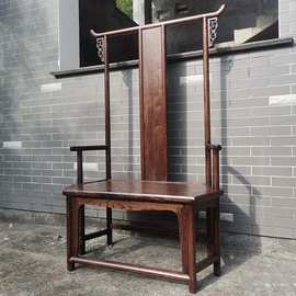 9U中式高背椅实木餐椅太师椅新古典做旧门厅形象椅酒店装饰椅拍摄