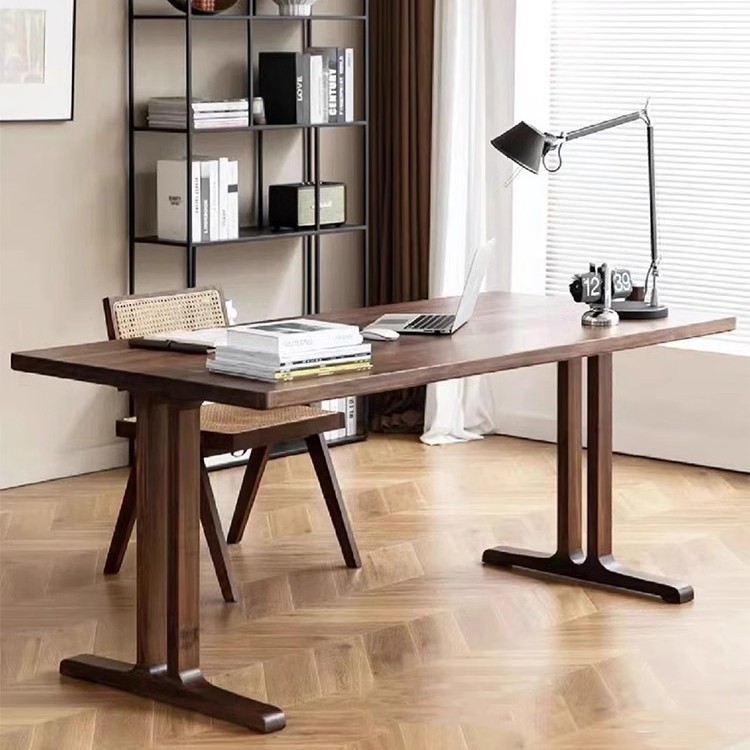 Simple Bedroom Desk Long Table Black Walnut Solid Wood Desk Work Computer Desk Library Reading Writing Desk