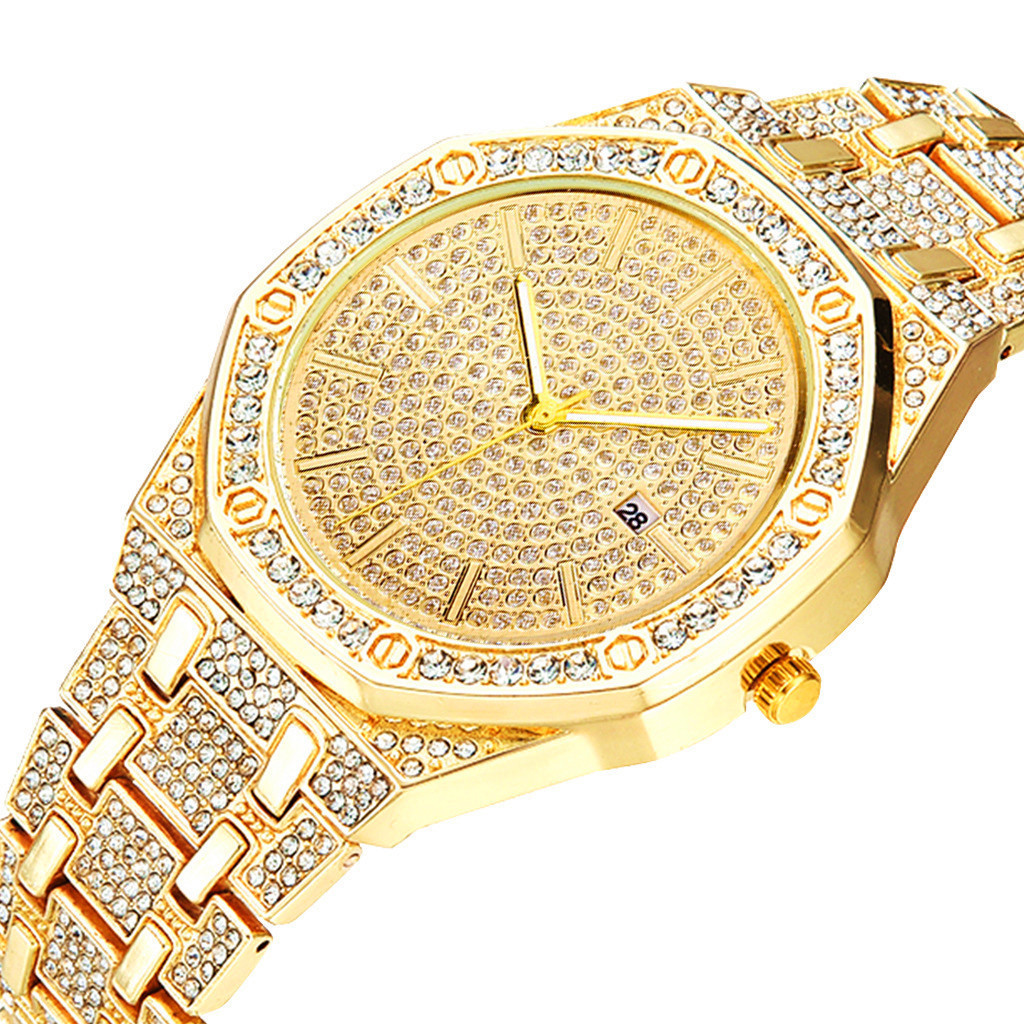 Business fashion trend Diamond Octagonal dial quartz watch + diamond bracelet (2pcs/set)_voghion.com