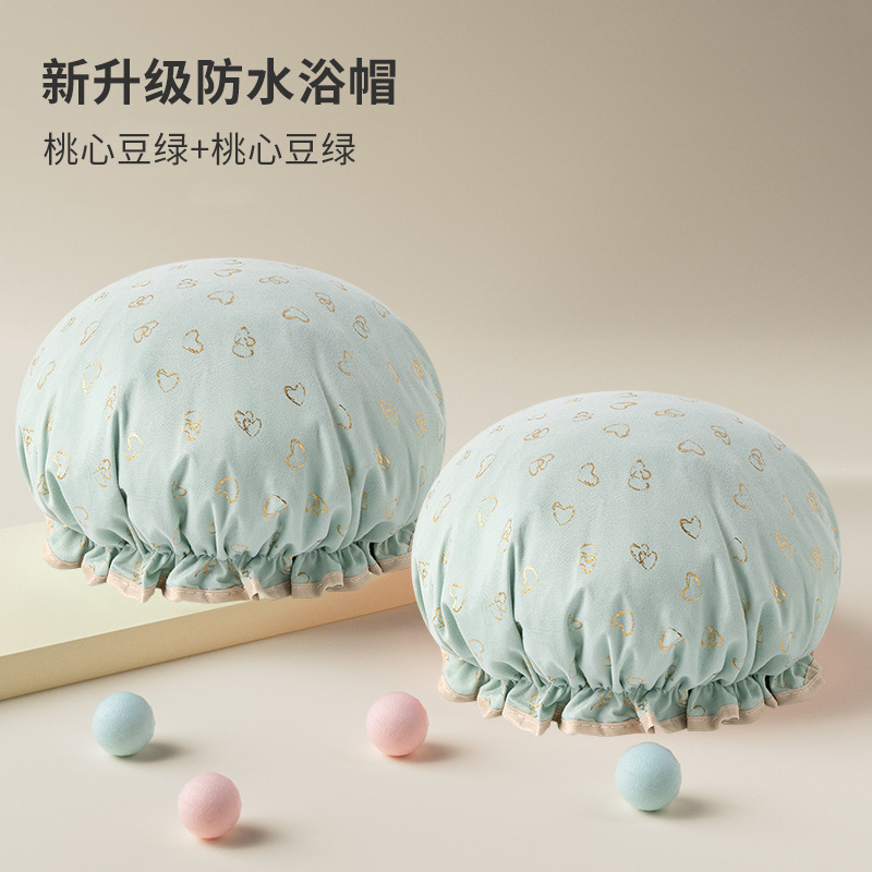 双层浴帽女防水洗澡头套家用成人沐浴帽发套厨房防油烟帽洗澡帽|undefined