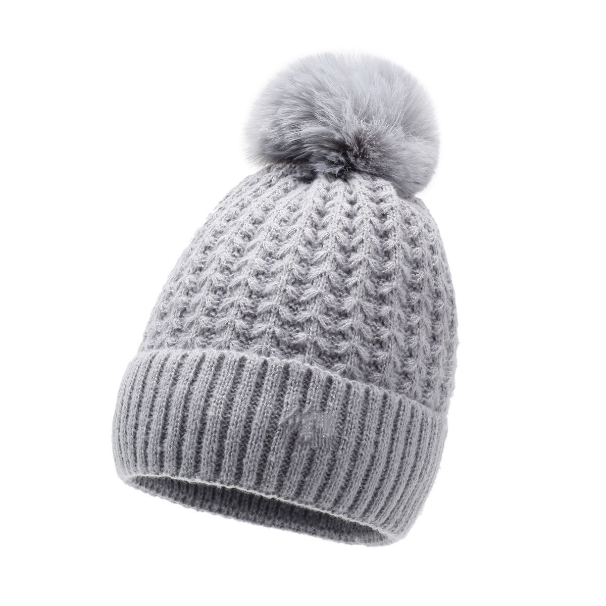 Cappello lavorato a maglia caldo foderato in pile, per ciclismo all'aperto, all'ingrosso, in filato spesso, con pompon, per autunno e inverno, da donna_voghion.com