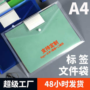 A4 Snap Label Transparent File Bag with Label Custom Pp Plastic Waterproof Archive Data Storage Test Paper Bag