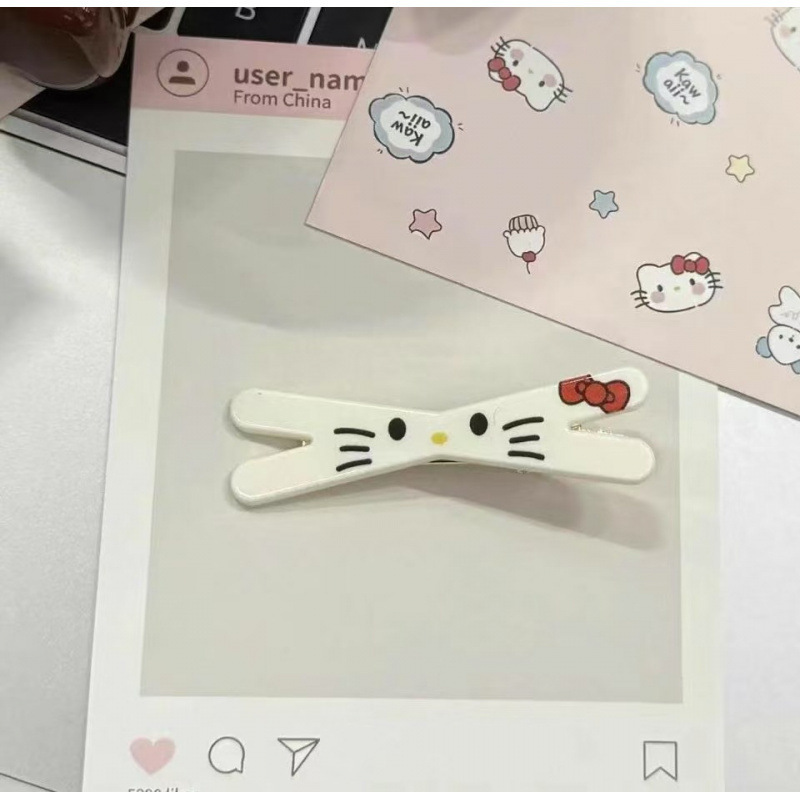 可爱春季X型清新甜美diy饰品格子小猫饰品甜美发饰刘海夹卡通新款|undefined