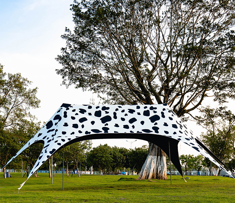 Pengcheng's new printed black vinyl canopy tent is designed for outdoor camping, requires no assembly, opens quickly, is rainproof, and can be customized with a logo