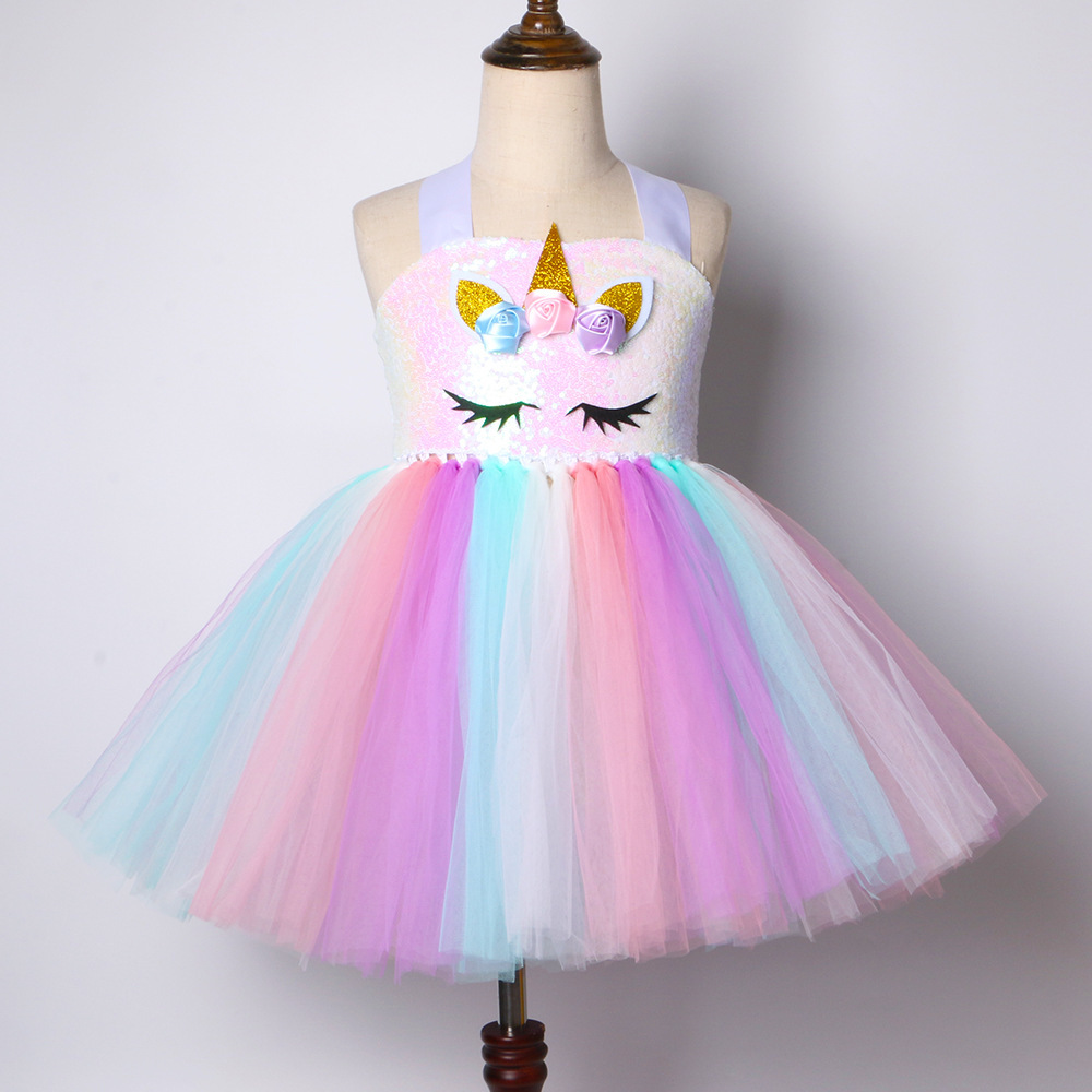 Unicorn European and American Kidsren's Dress Rainbow Unicorn Tutu Skirt Girls Unicorn Dress Princess Dress