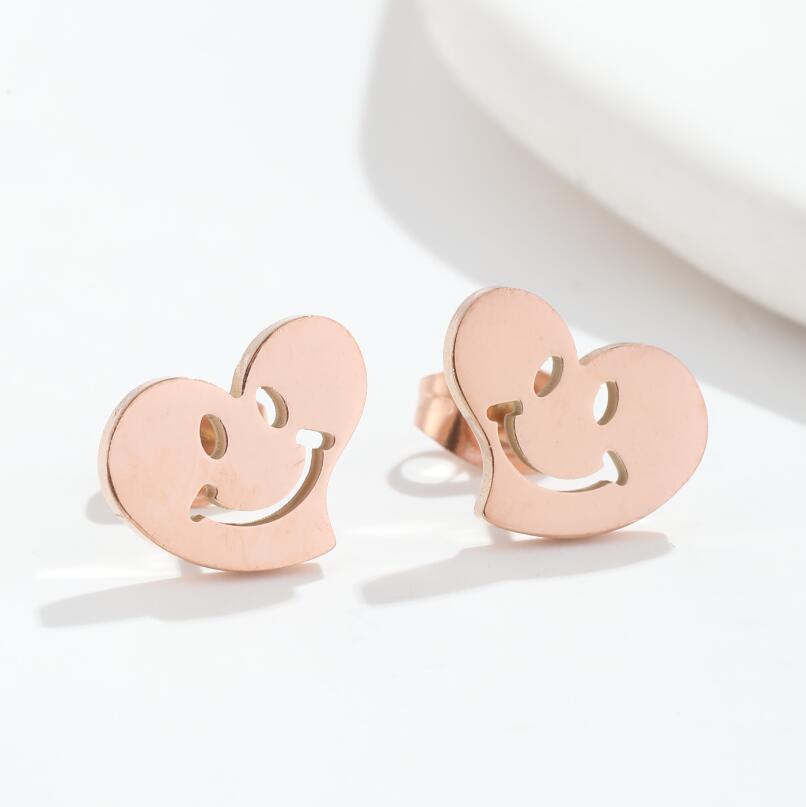 Fashion Heart Shape Stainless Steel Plating Ear Studs 1 Pair