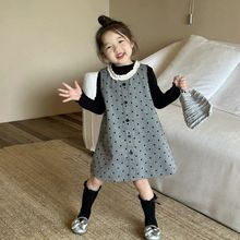 女童背心秋装新款2024韩版洋气宝宝儿童波点公主风连衣裙套装秋季