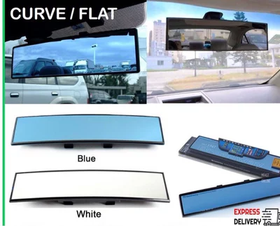 Napolex Broadway Car High-Definition Rearview Mirror with Large Field of View, Auxiliary Curved Mirror, Wide-Angle Reversing Anti-Glare Mirror (Large field of view rear view auxiliary mirror) - 27065mm-flat-surface-blue-mirror