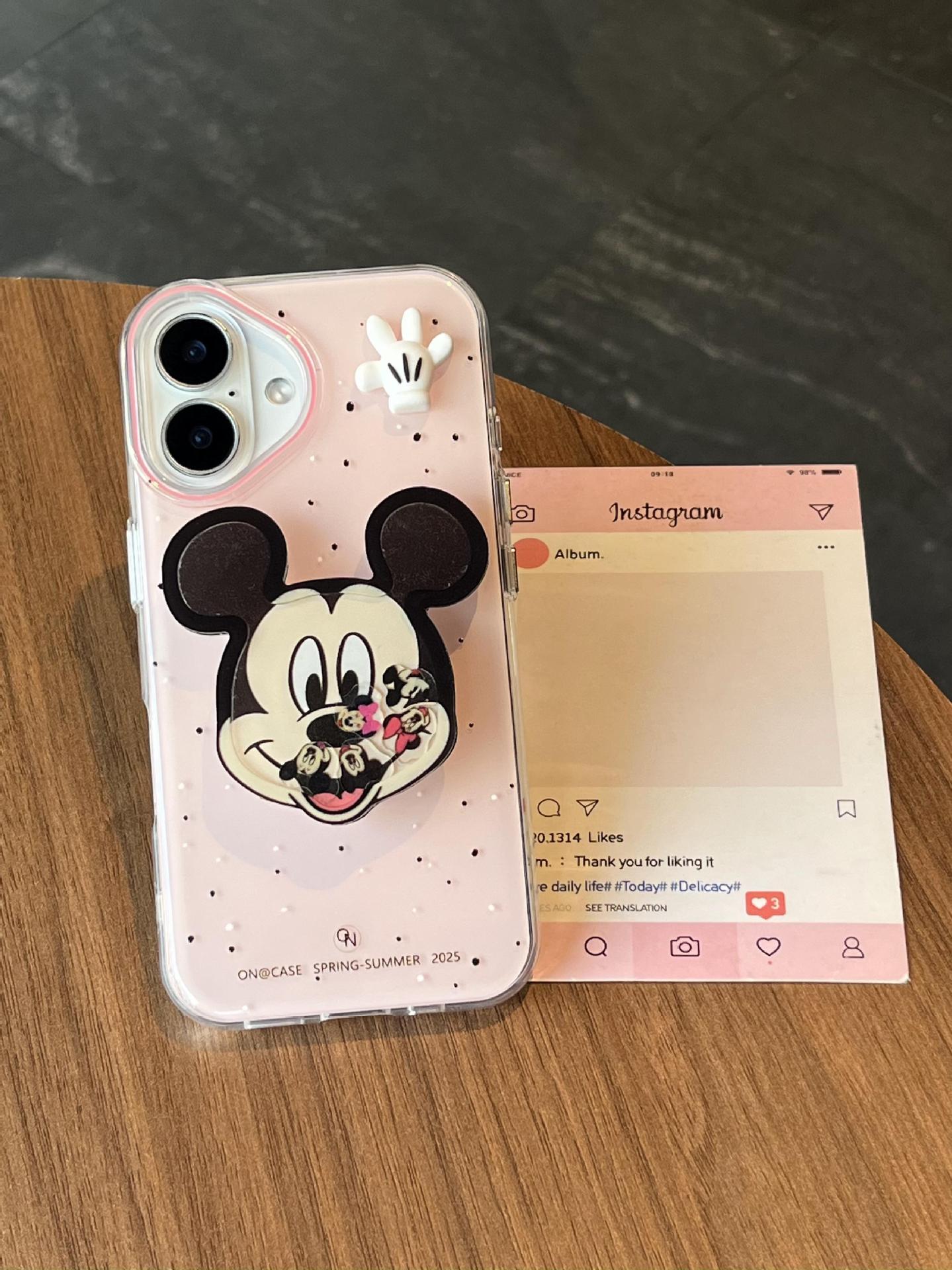 Nuevo soporte de dibujos animados de lunares ins mecedora para iphone15 Apple 13/14 funda para teléfono móvil 16ProMax