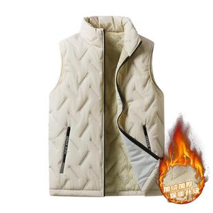 Foreign trade vest winter new fleece-lined thickened stand collar vest cross-border cotton vest men's zipper pocket cotton-padded jacket vest