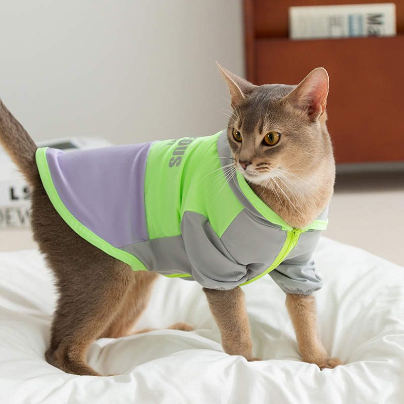 Primavera helado protector solar gato encapuchado ropa de protección solar gato sin pelo gato pequeño al aire libre helado perro mascota ropa de gato