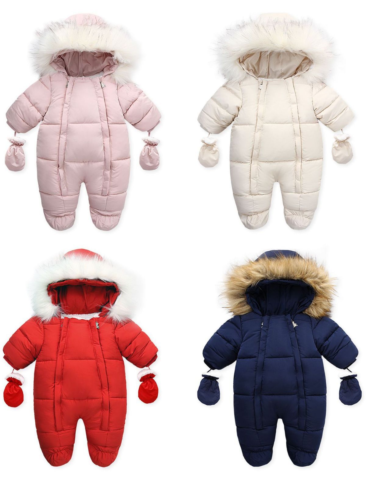 Transfronteriza otoño y el invierno Del Mono Del Bebé Cuello de Piel mameluco de los niños engrosada ropa de bebé mameluco del bebé caliente