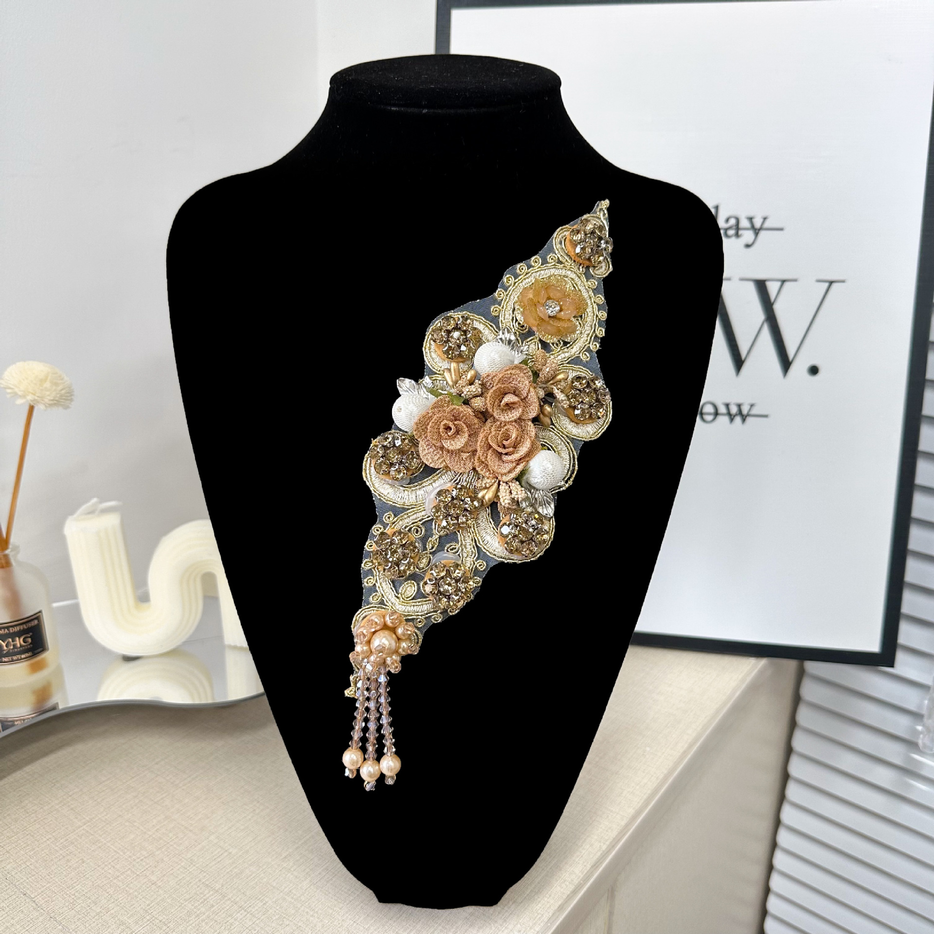 E-commerce delicado bordado clavos perlas de bordado flor de boda flor de novia ropa de decoración de estilo nacional accesorios multicolores image 12