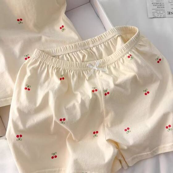 Pure Desire Style Sling Pajamas Women's Summer 2025 New Cute Sweet Cherry Print Shorts Home Clothes Summer