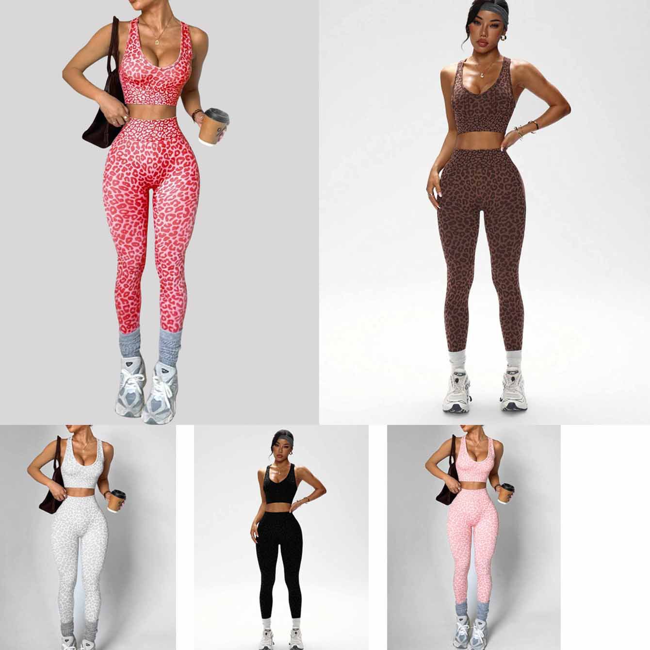 New Seamless Yoga Clothing Suit for Women European and American Cross-Border Tights Women's Vest Two-Piece Set Teme Hot Sale