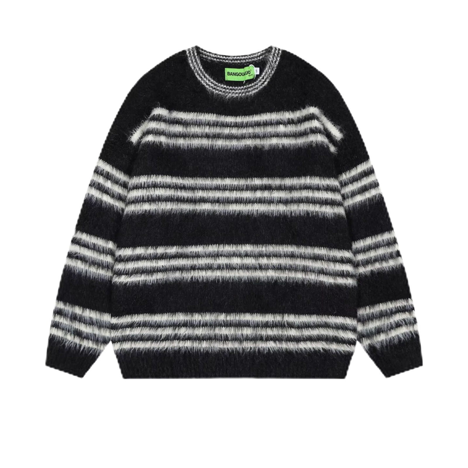 Explosiones transfronterizas de tamaño europeo de tamaño grande jersey peludo a rayas camiseta de punto suéter pareja de hombre otoño invierno fábrica al por mayor