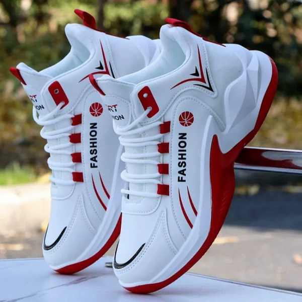 Spring New Men's Sports Shoes Solid Soft-Soled High-Top Basketball Shoes Leather Tiktok Kuaishou Taobao Dropshipping