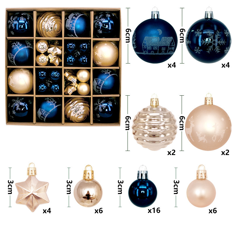 Juego de Esferas Navideñas Set de 44 Piezas 3-6 cm de Plástico Colgante para Árbol de Navidad image 25