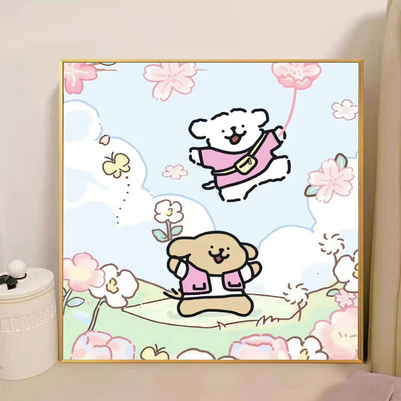 ライン子犬デジタル油絵 diy 手描き落書き漫画かわいい癒しの装飾メーカー卸売|undefined