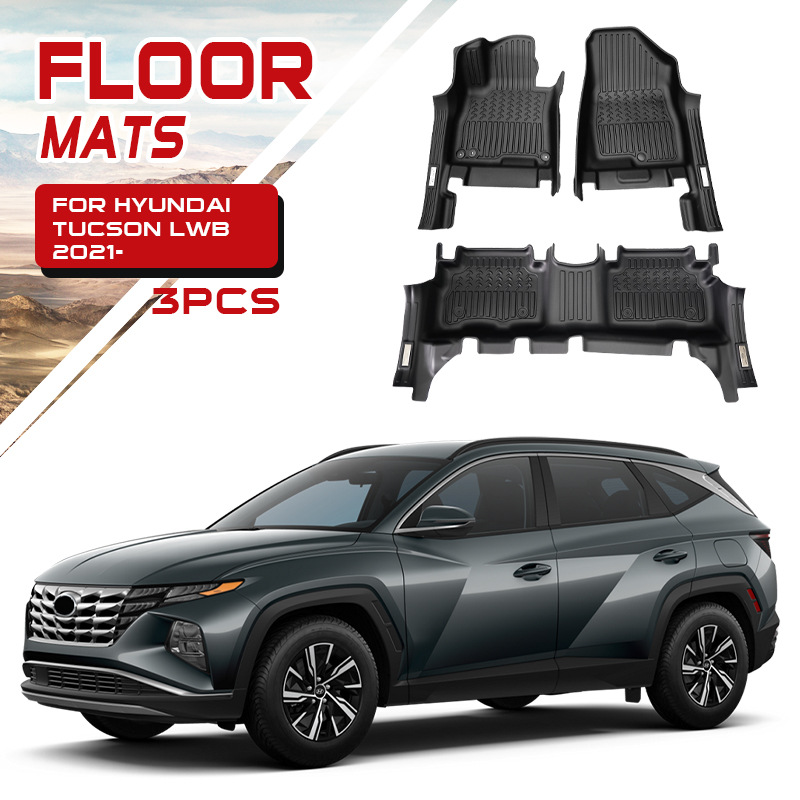 Juego de 3 alfombrillas especiales TPE para Tucson LWB con volante a la izquierda, modelos 2021-presente.