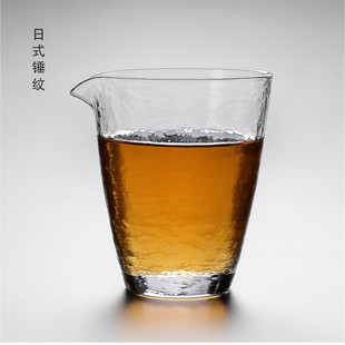 Japanese-Style High Borosilicate Hammered Pattern Fair Cup, Thickened Heat-Resistant Glass Fair Cup, Household Kung Fu Tea Set, Tea Divider, Tea Sea
