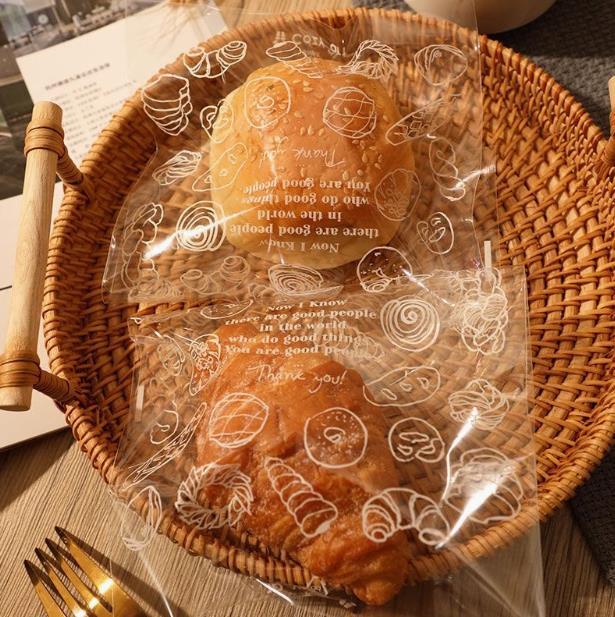 面包牛角包透明自封袋烘焙小点心麻薯贝果打包袋甜甜圈单独分装袋