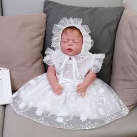 1009A-婴儿夏季轻薄款礼服米白宝宝婚纱裙子女童公主裙纱裙连衣裙