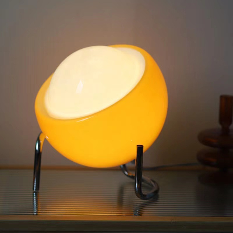中古クリーム風電気スタンド寝室ベッドサイド書斎ヴィンテージガラスバウハウス雰囲気ランプ置物高級感|undefined
