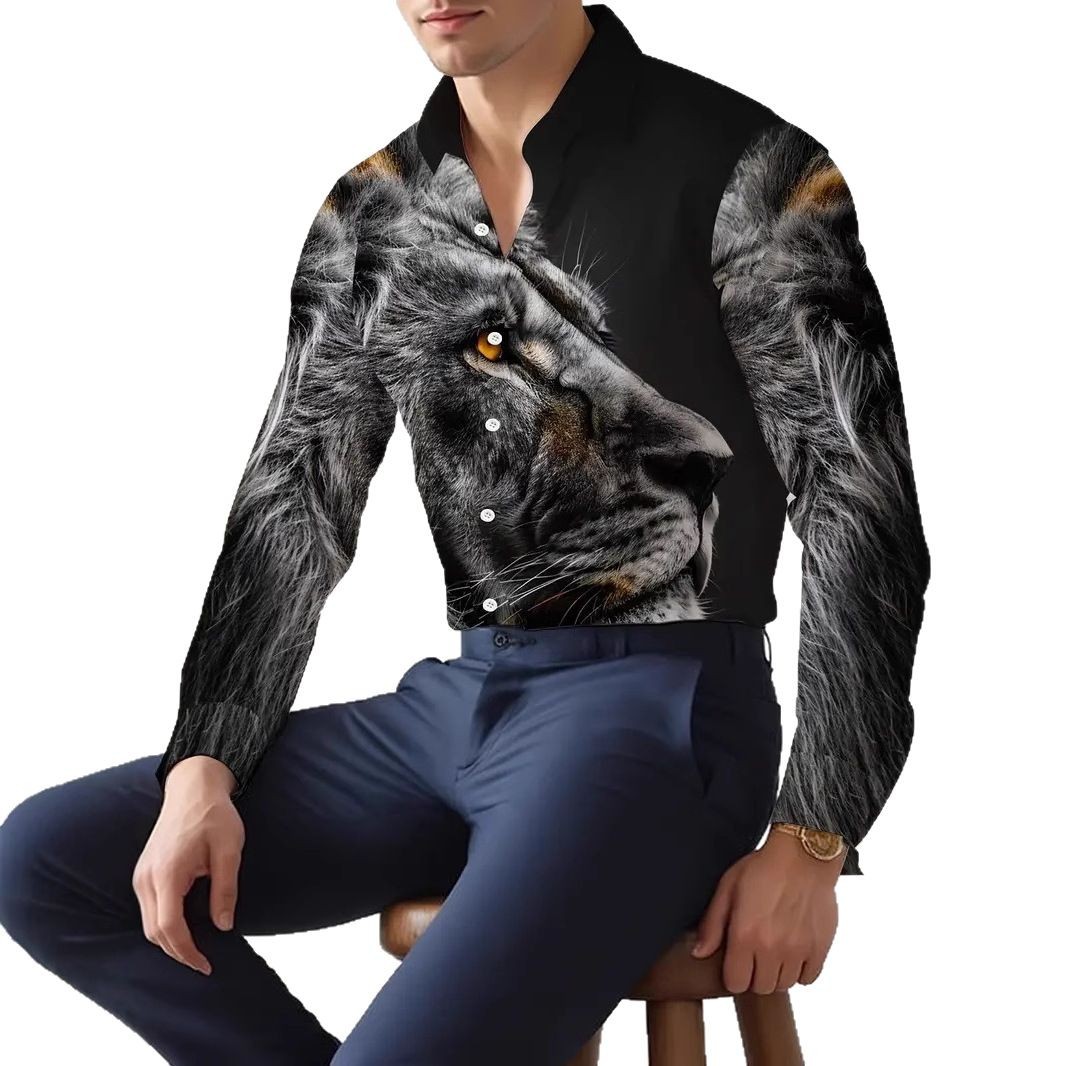 Productos europeos American Cross-border 2025 nueva tendencia de la moda casual todo fósforo cool guapo camisa de manga larga MB12