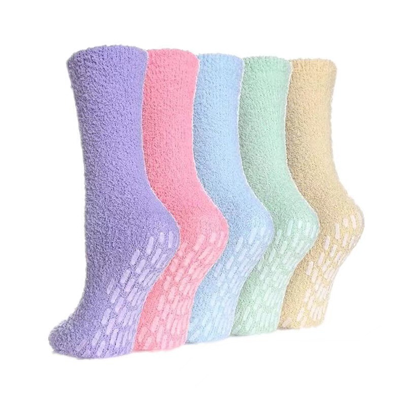 Amazon cross-border stockings autumn and winter coral fleece socks thickened warm non-slip floor socks women slippers yoga socks