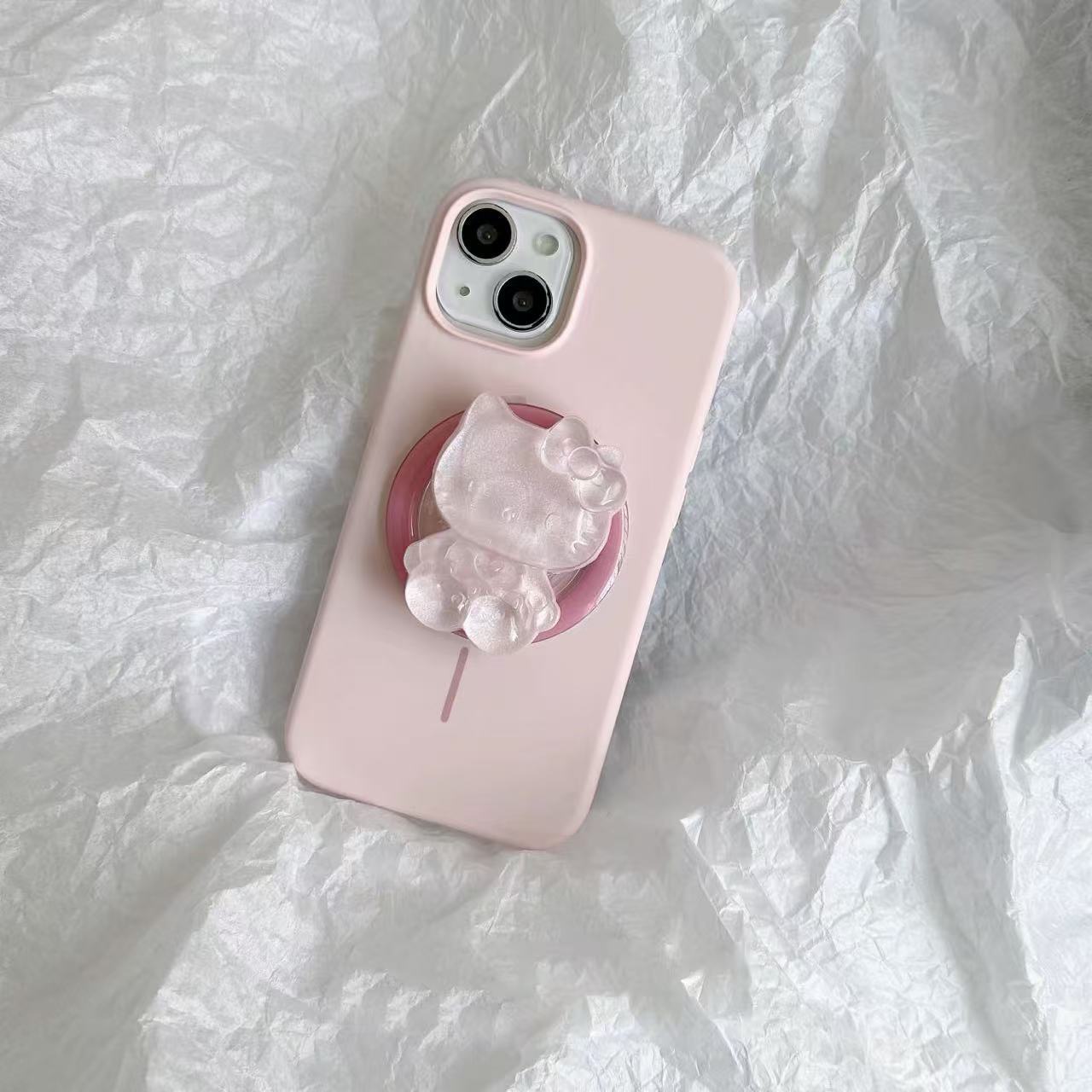 El soporte KT magnético de cristal de la niña es adecuado para Apple 15ProMax/16 caja del teléfono iPhone 14 de color sólido 13