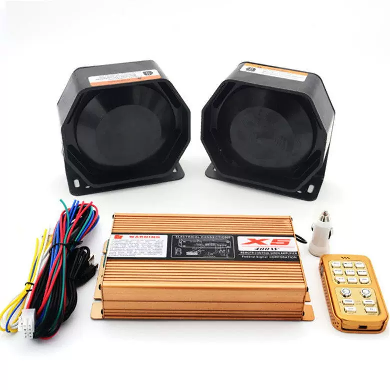 跨境出口汽车车载警报器喊话器遥控X5喇叭扬声器200W400W高音量
