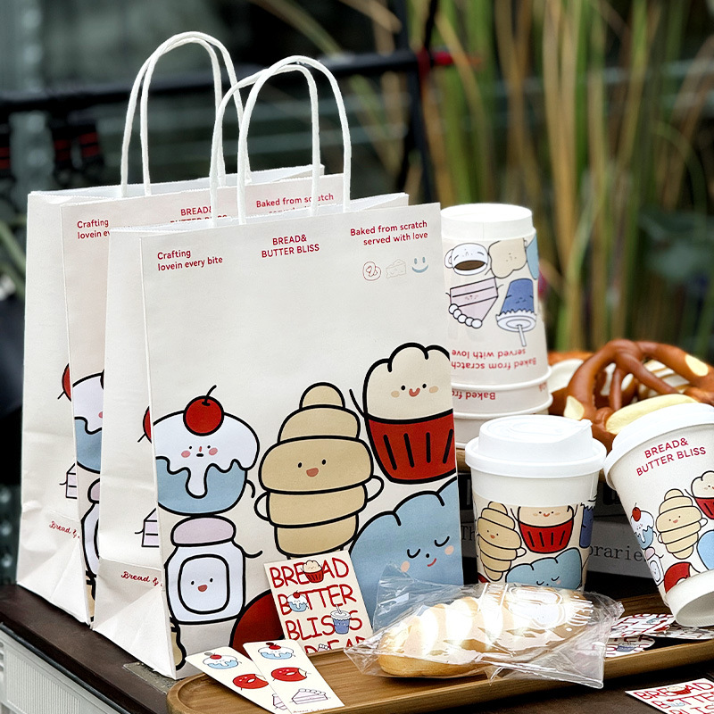 网红烘焙蛋糕店面包甜品打包袋牛皮纸袋手提袋包装纸袋定印制logo