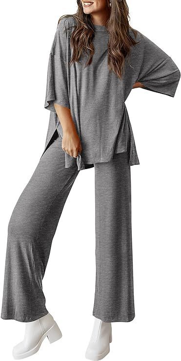 618g Weight Half Sleeve Sleeve Length Spandex, Polyester Fabric Type Pant Co-ord Set Sets Type 2 Pieces Set Quantity Daily Occasion Round Neck Neckline Loose Fit Type Solid Color Pattern Summer, Spring Season Women's Gender Casual Style Daily Women's Casual Solid Color Spandex Polyester Pant Co-ord Set Pants Sets 35