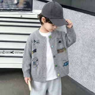 男童卡通毛衣秋季2026新款儿童长袖针织开衫男孩春秋洋气毛线上衣