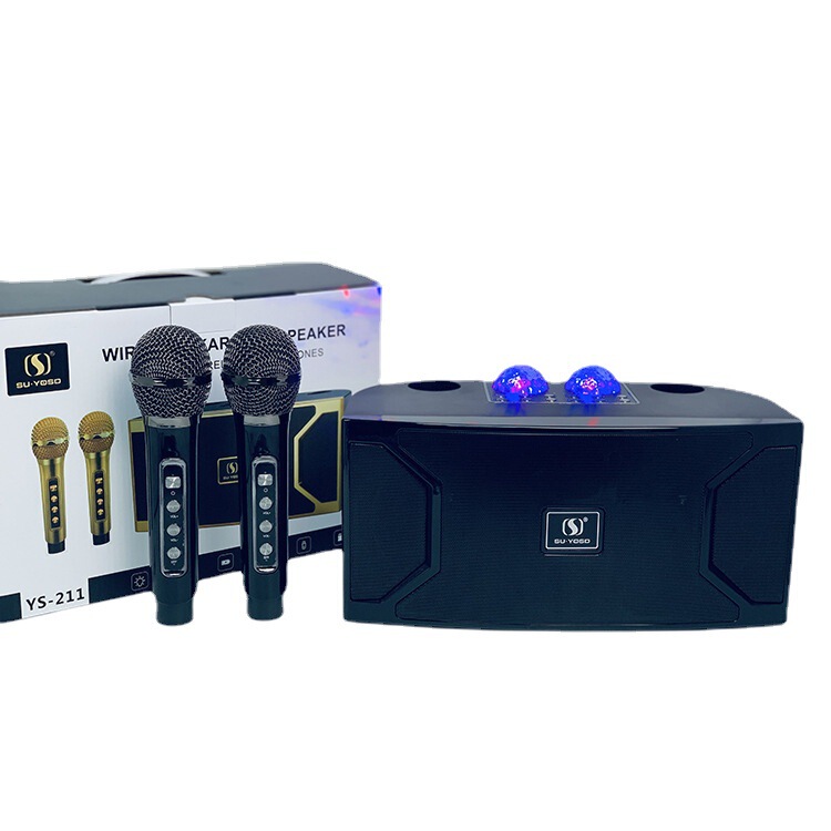 新しいYS-211 bluetoothスピーカーのハイパワーk歌重サブウーファ音響には、ワイヤレスマイクとledフラッシュがついています|undefined