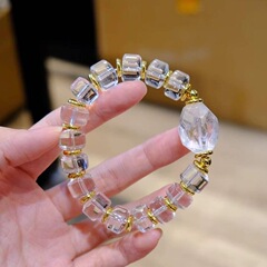 天然11mm白水晶老型手串搭配16mm白水晶随形手链diy轻奢饰品女批
