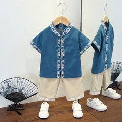 Children's Tang suit, boy's summer suit, baby Han suit, Chinese style boy's summer suit, national style, thin style, handsome and trendy