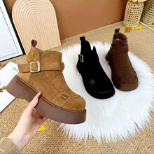 厚底雪地靴加绒保暖勃肯短靴2024女款新款冬季松糕时尚百搭增高