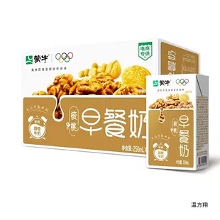 Завтрачное грецкое молоко (Mengniu) 250 мл × 16, цельное, Tetra Pak, готово к употреблению